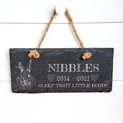 ukgiftstoreonline Personalised Rabbit Remembrance Memorial Slate Stone Plaque Gift