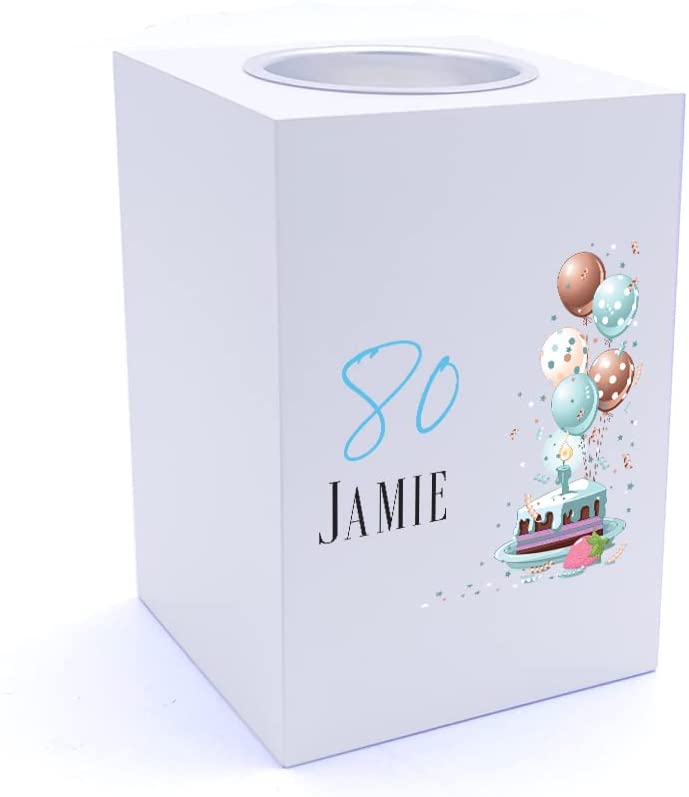Personalised 80th Birthday Gifts For Him Tea Light Holder