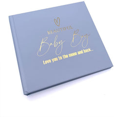 Beautiful Baby Boy Blue Photo Album With Gold Script