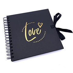 Love Themed Black Scrapbook Photo album Gold Script