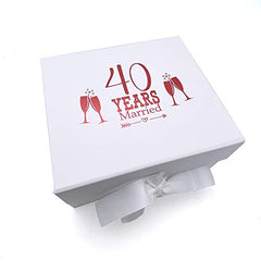 ukgiftstoreonline White 40th Ruby Wedding Anniversary Keepsake Memory Box Gift