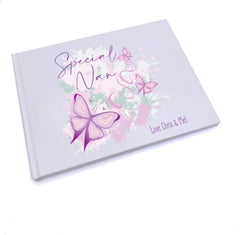 Personalised Special Nan Pink and Purple Butterfly Gift Guest Book