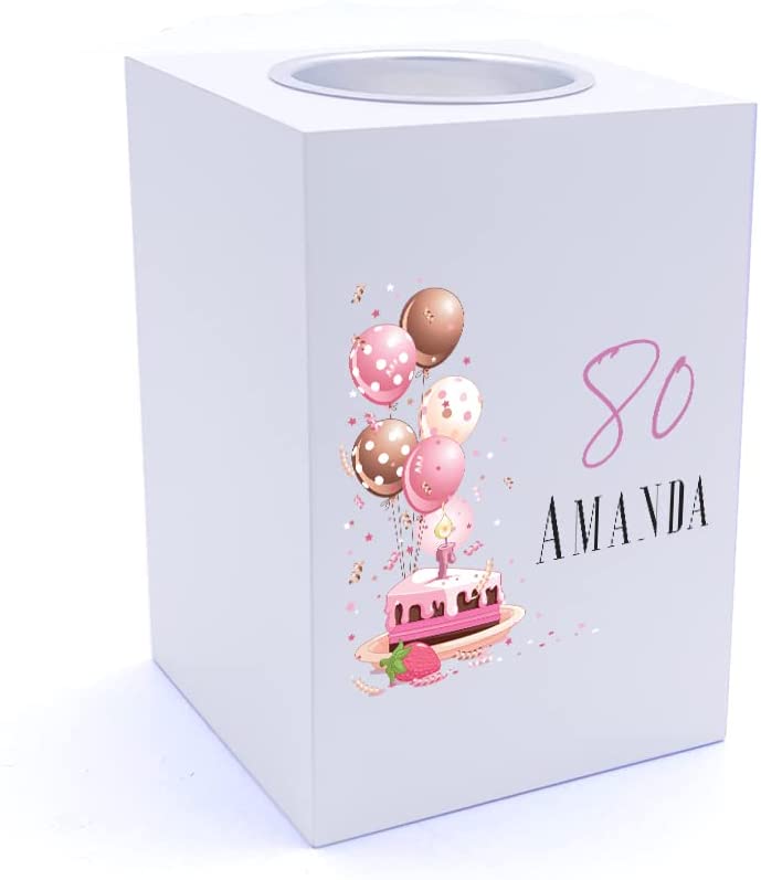Personalised 80th Birthday Gifts For Her Tea Light Holder