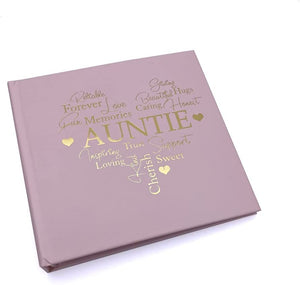 Auntie Gift Pink Heart Photo Album With Gold Script