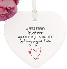 ukgiftstoreonline Best Friends Listen To Drama porcelain heart gift with ribbon