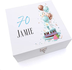ukgiftstoreonline Personalised 70th Birthday Gifts For Him Keepsake Large Wooden Box