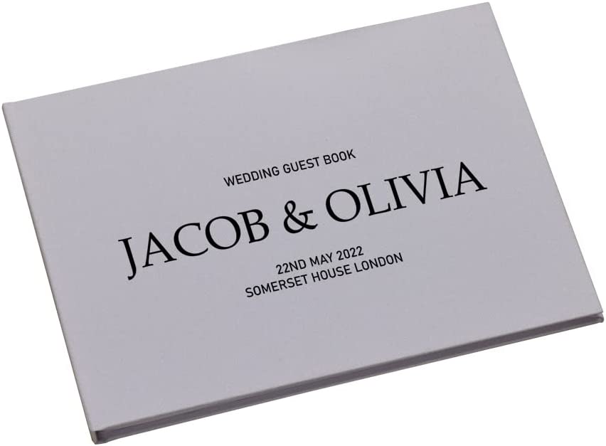 Personalised Modern bold Script Wedding Linen Guest Book Printed