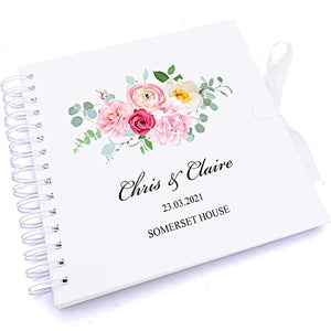 Personalised Pink Flower Wedding Scrapbook Photo Album
