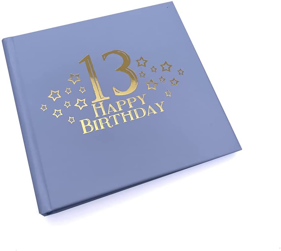 13th Birthday Blue Photo Album Gift With Gold Script - ukgiftstoreonline