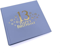 13th Birthday Blue Photo Album Gift With Gold Script - ukgiftstoreonline