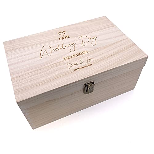 Personalised Large Wooden Our Wedding Day Memories Keepsake Box HB-153