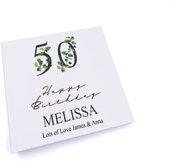 Personalised 50th Birthday Green Leaf Design Gift Photo Album