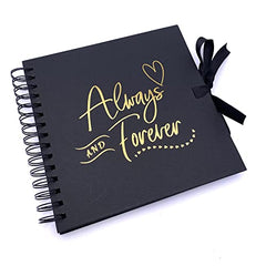 Always and Forever Black Love Scrapbook Photo album or Guest Book Gold Script