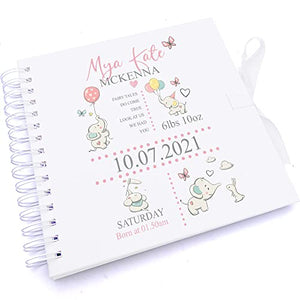 Personalised Baby Girl Elephants Design Scrapbook Photo Album