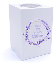 Personalised Lavender Wreath Tea Light Holder for any occasion