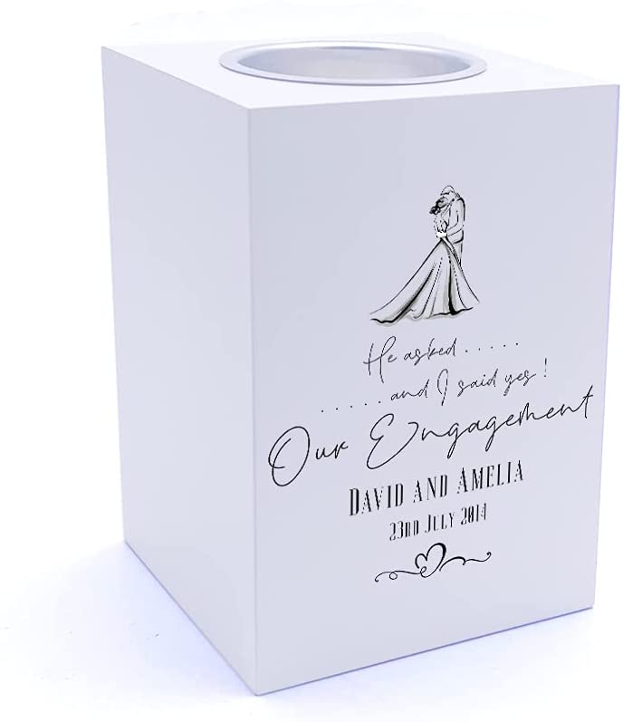 Personalised He Asked I Said Yes Our Engagement Tea Light Holder