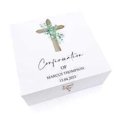 ukgiftstoreonline Personalised Confirmation Gift Wooden Keepsake Memory Box Natural Cross