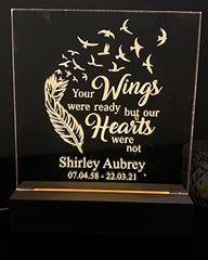 Personalised Remembrance Memorial LED Lamp Your Wings were Ready