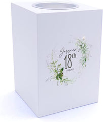 Personalised 18th Birthday Botanical Design Tea Light Holder Gift