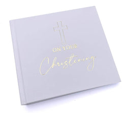 ukgiftstoreonline Christening Photo Album Keepsake Gold Cross Design Debossed