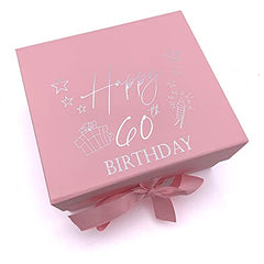 ukgiftstoreonline Pink 60th Birthday Keepsake Memory Box Gift With Silver Print