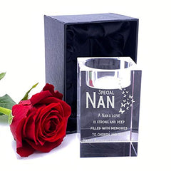 Personalised Crystal Glass Nan Sentiment Tea Light Candle Holder