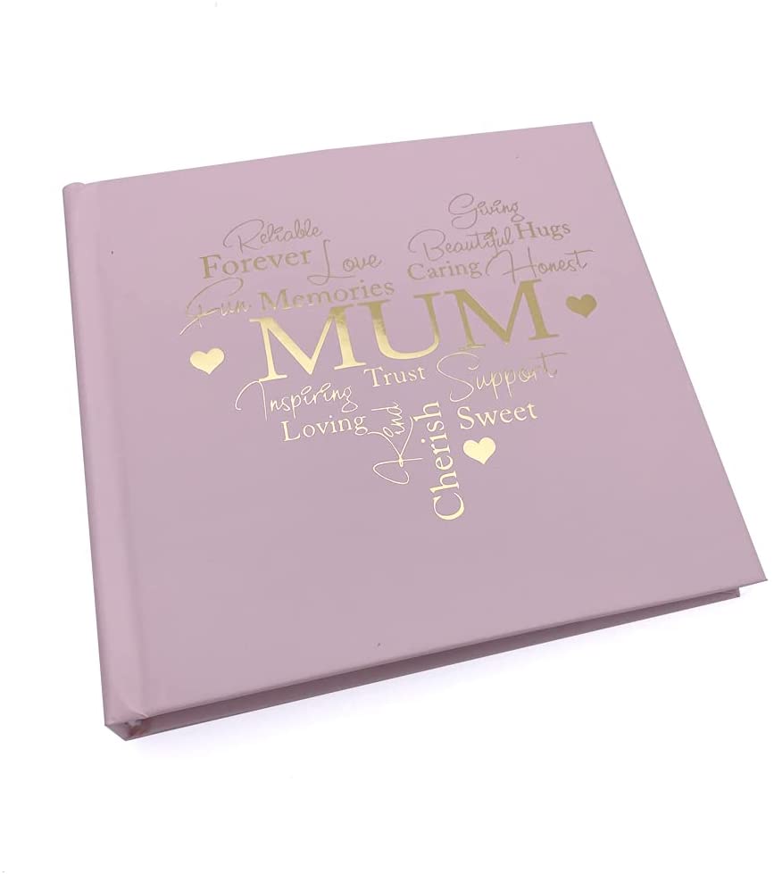 Mum Gift Pink Heart Photo Album With Gold Script - ukgiftstoreonline