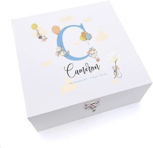 ukgiftstoreonline Personalised Baby Cute Mouse Themed Monogram Keepsake Wooden Box