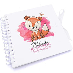 Personalised Baby Girl Cute Fox Design Scrapbook Photo Album