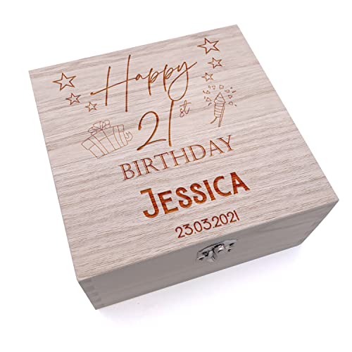 ukgiftstoreonline Personalised Any Age Birthday Wooden Engraved Keepsake Box 18th 21st 30th 40th 50th 60th 70th 80th
