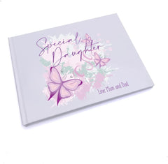 Personalised Special Daughter Pink & Purple Butterfly Gift Guest Book