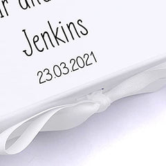 Luxury personalised wedding gift memory box with couple on bike
