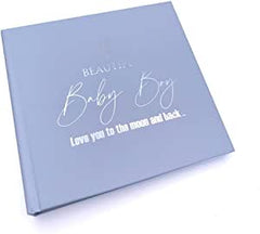 Beautiful Baby Boy Blue Photo Album With Silver Script