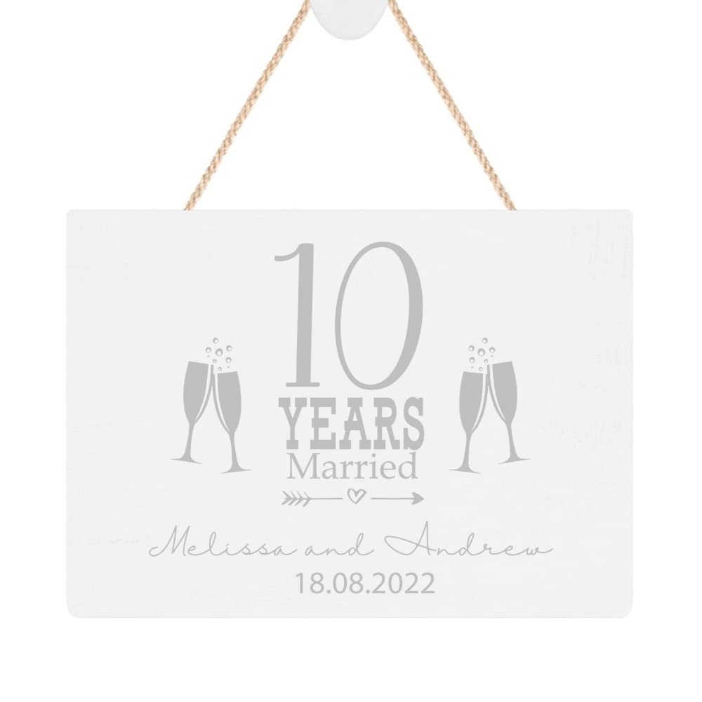 ukgiftstoreonline Personalised 10th Wedding Anniversary Keepsake Plaque Champagne Design