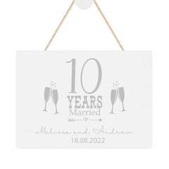ukgiftstoreonline Personalised 10th Wedding Anniversary Keepsake Plaque Champagne Design