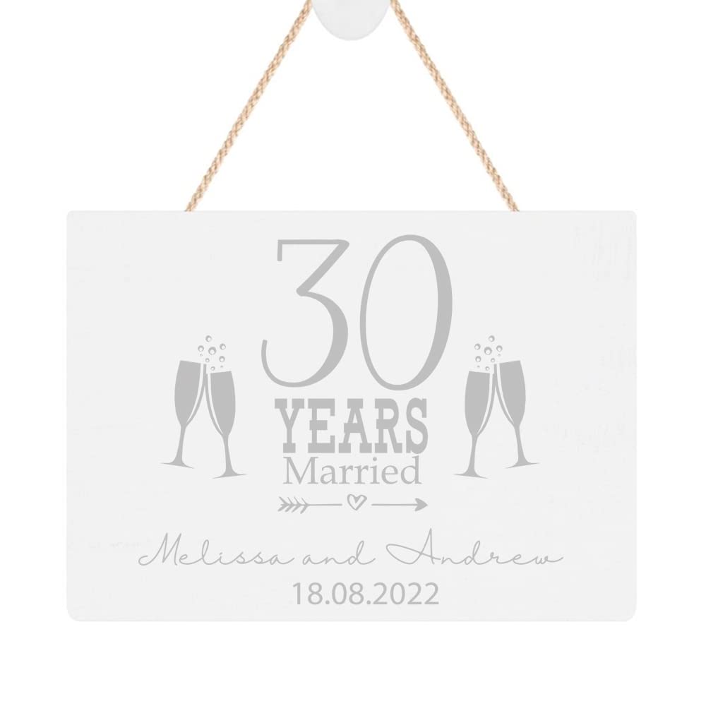ukgiftstoreonline Personalised 30th Wedding Anniversary Keepsake Plaque Champagne Design