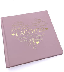 Daughter Gift Pink Heart Photo Album With Gold Script