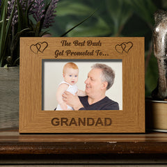 Best Dads Get Promoted To Grandad Wooden Photo Frame Gift