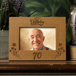 Happy 70th Birthday Wooden Photo Frame Gift