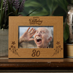 Happy 80th Birthday Wooden Photo Frame Gift