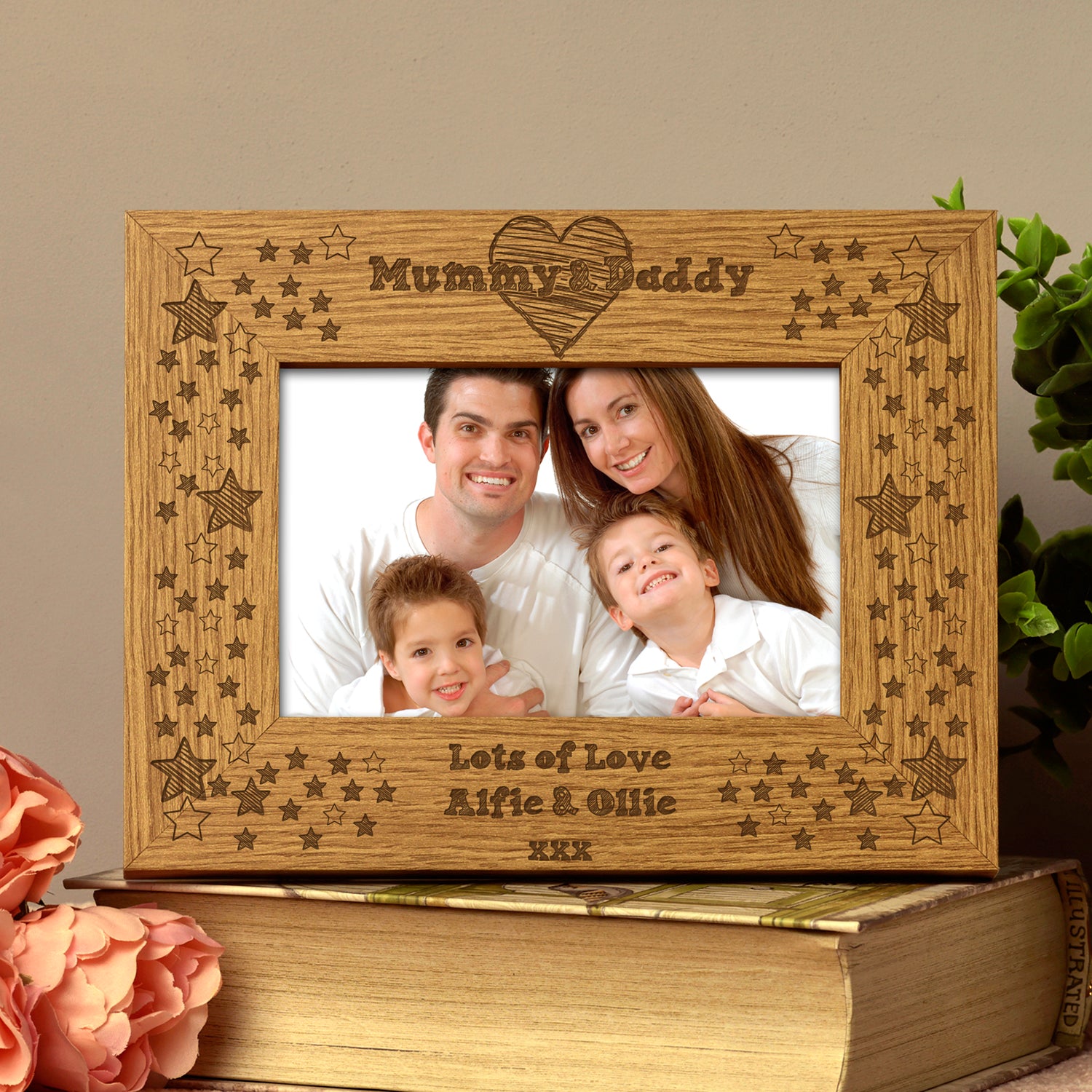 Personalised Mummy & Daddy Photo Frame Star and Heart Design - ukgiftstoreonline