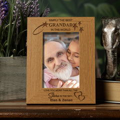 Personalised Best Grandad Portrait Wooden Photo Frame Gift