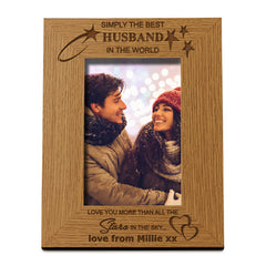 Personalised Best Husband Portrait Wooden Photo Frame Gift
