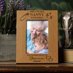 Personalised Simply The Best Nanny Portrait Wooden Photo Frame Gift