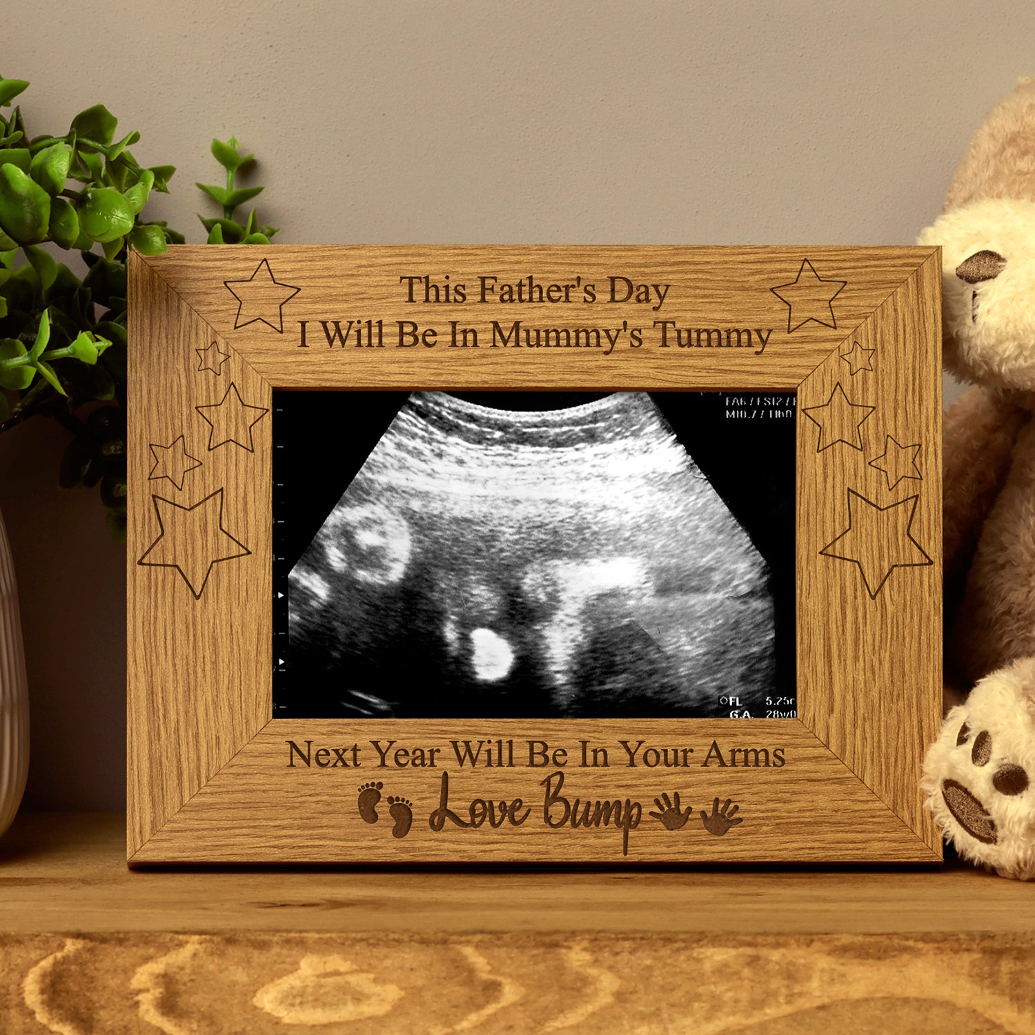 Fathers Day Gift For Dad To Be Wooden Baby Scan Photo Frame - ukgiftstoreonline