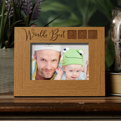 Wooden Engraved Dad Photo Picture Frame Gift Idea Worlds Best Dad