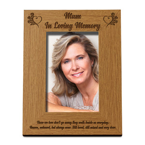 Mum In Loving Memory Remembrance Engraved Portrait Wooden Photo Frame Gift