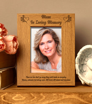 Mum In Loving Memory Remembrance Engraved Portrait Wooden Photo Frame Gift - ukgiftstoreonline