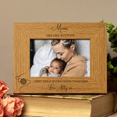 Personalised Engraved Mums are Like Buttons Photo Frame Gift, from son or daughter - ukgiftstoreonline