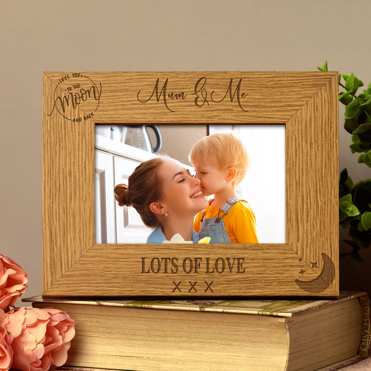 Personalised Mum and Me Oak Wood Finish Photo Frame Gift - ukgiftstoreonline